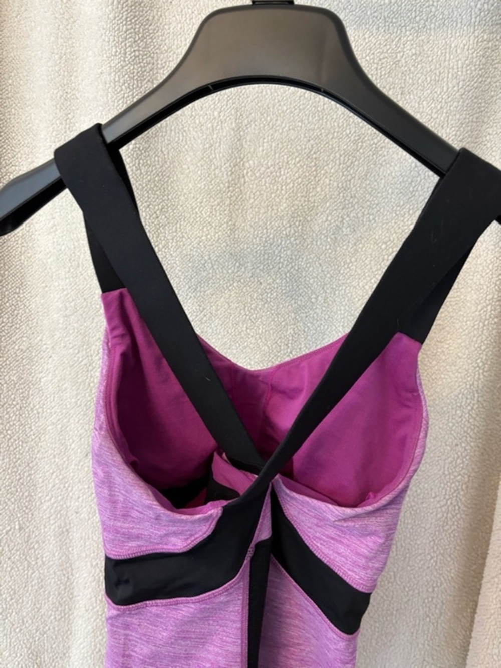 Lululemon Push Your Limits Tank Top Purple Heathered With Black Straps Size 4 - Picture 9 of 16